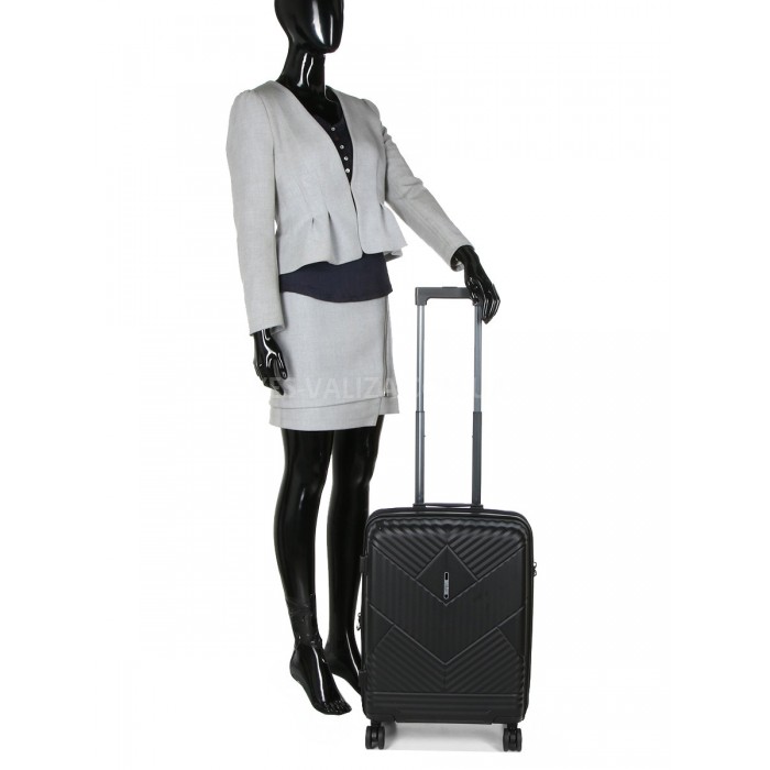 Валіза ручна поклажа поліпропілен чорна 55х40х20+5/44л/3кг/Airtex 639, фото 10