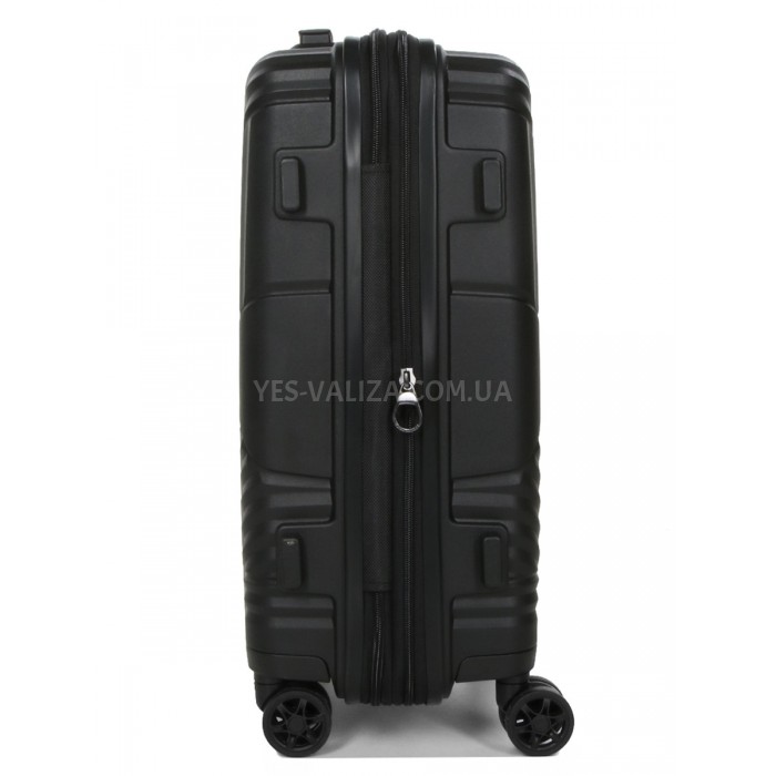 Валіза ручна поклажа поліпропілен чорна 55х40х20+5/44л/3кг/Airtex 639, фото 4