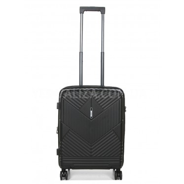 Чемодан ручная кладь полипропилен чёрный 55х40х20+5/44л/3кг/Airtex 639