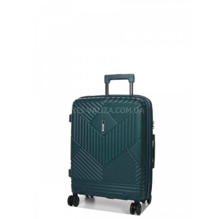 Валіза ручна поклажа поліпропілен зелена 55х40х20+5/44л/3кг/Airtex 639, фото 2