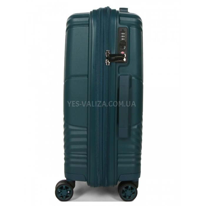 Валіза ручна поклажа поліпропілен зелена 55х40х20+5/44л/3кг/Airtex 639, фото 4