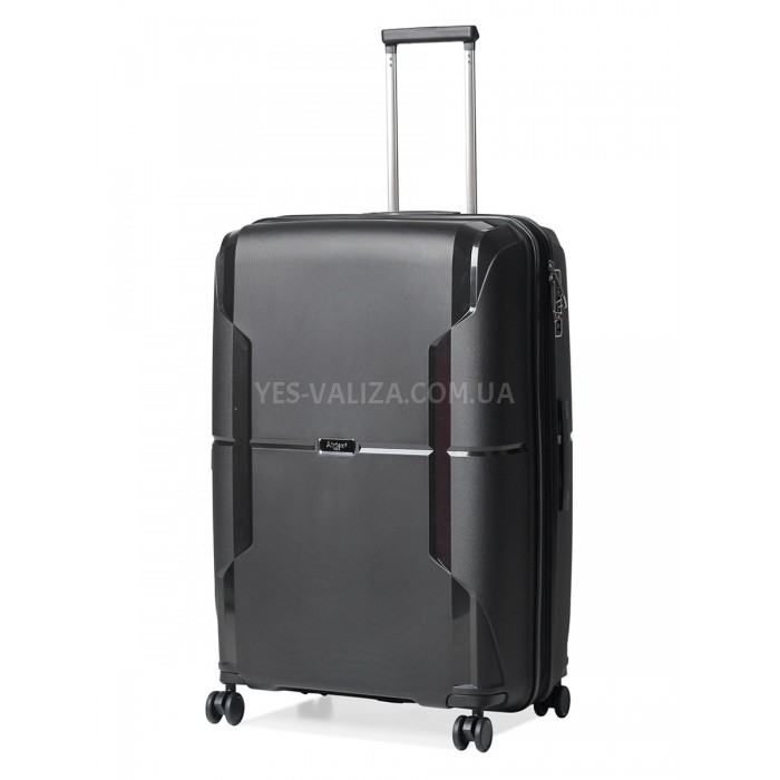 Чемодан большой L полипропилен чёрный 77х52х31+5/126л/4.4кг/Airtex 245, фото 1