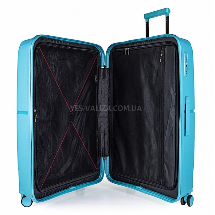 Чемодан большой полипропилен голубой 77х52х31+5/126л/4.4кг/Airtex 245, фото 10
