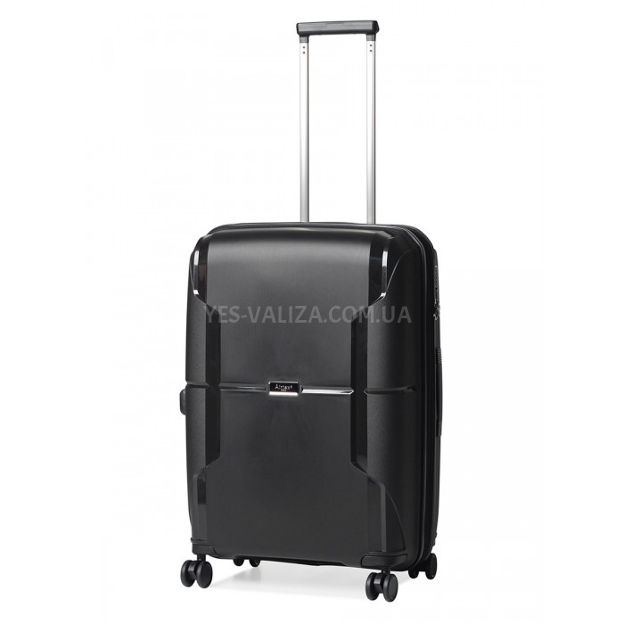 Чемодан средний M полипропилен чёрный 68х46х28+5/89л/3.6кг/Airtex 245, фото 1