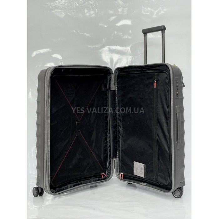 Чемодан большой L полипропилен серый 77х53х33+5/133л/4.8кг/Airtex 242, фото 9
