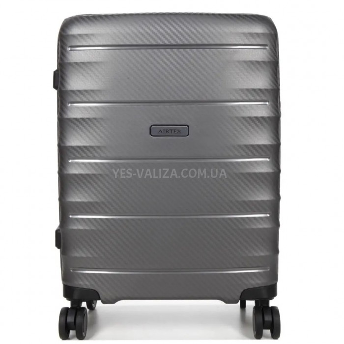Валіза середня M поліпропілен сіра 66х46х28(+5)см/89л/3.8кг/Airtex 242, фото 2