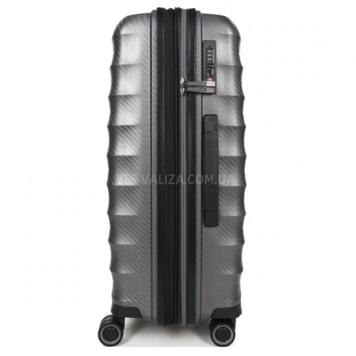 Валіза середня M поліпропілен сіра 66х46х28(+5)см/89л/3.8кг/Airtex 242, фото 4