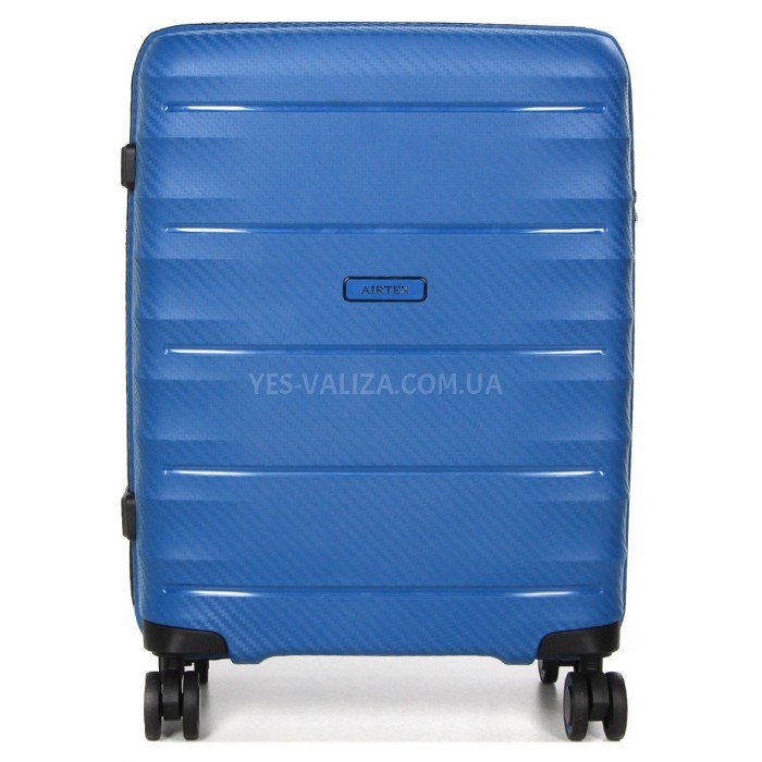 Валіза мала S поліпропілен синя 55х40х23(+5)см/52л/3.05кг/Airtex 242, фото 3