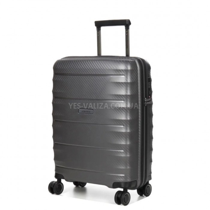 Чемодан малый S полипропилен серый 55х40х23+5см/52л/3.05кг/Airtex 242, фото 2