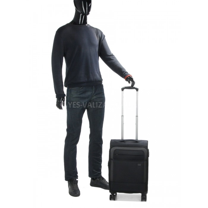 Валіза ручна поклажа S тканина чорна 55х35х20+5см/38л/2.7кг/Airtex 832, фото 9