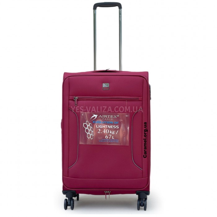 Чемодан Airtex средний M ткань красный 67х42х27(+5)см/80л/2.4кг, фото 3