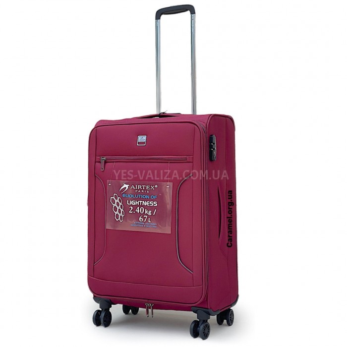 Валіза Airtex середня M тканина червона 67х42х27(+5)см/80л/2.4кг, фото 1