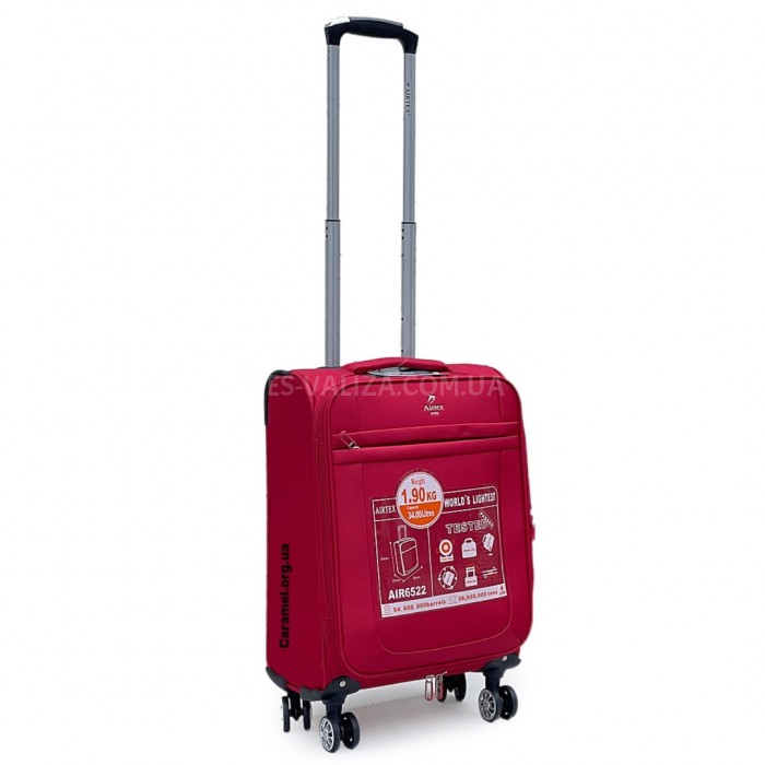 Чемодан Airtex ручная кладь S ткань красный 55х35х20(+5)см/42л/2.1кг, фото 3