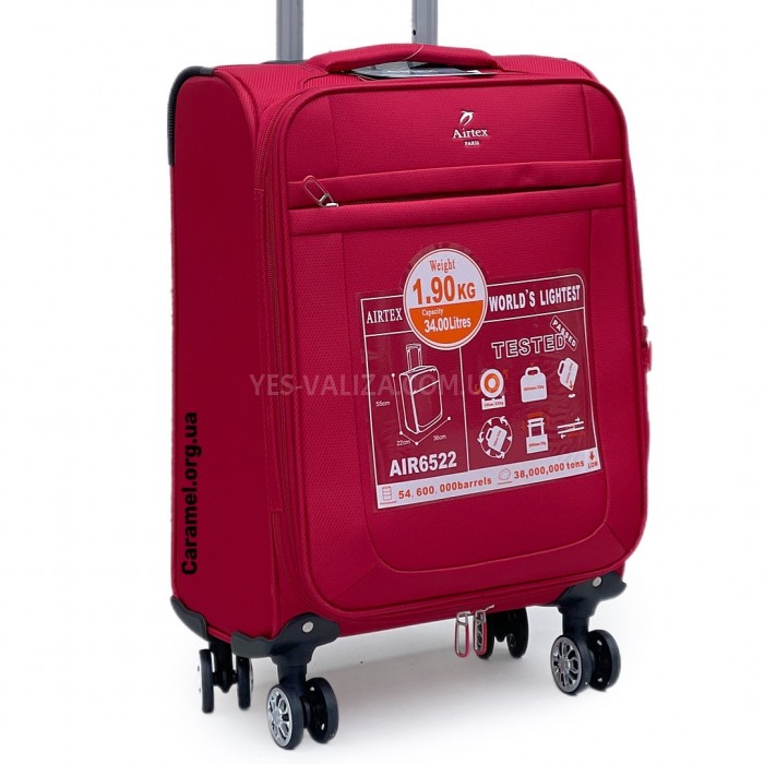 Чемодан Airtex ручная кладь S ткань красный 55х35х20(+5)см/42л/2.1кг, фото 6