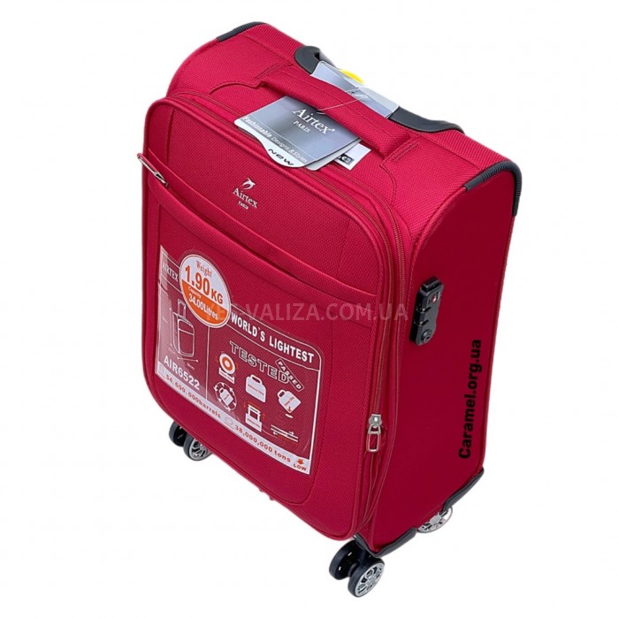 Чемодан Airtex ручная кладь S ткань красный 55х35х20(+5)см/42л/2.1кг, фото 7