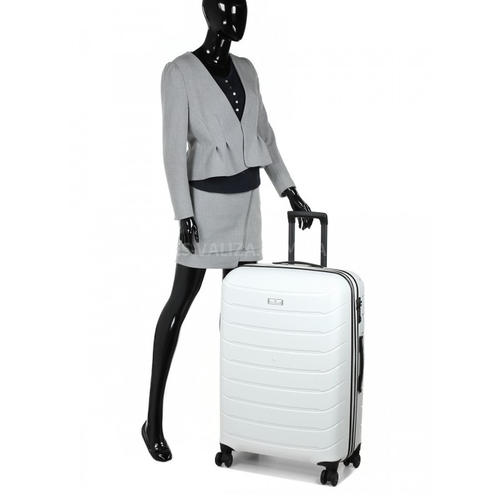 Валіза велика L поліпропілен біла 77х52х31+5см/128л/5кг/Snowball 61303, фото 10