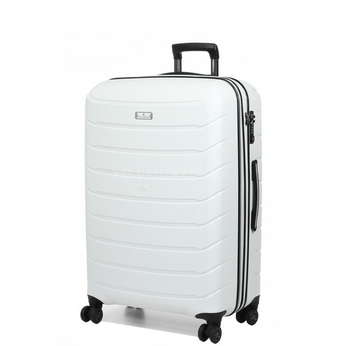 Валіза велика L поліпропілен біла 77х52х31+5см/128л/5кг/Snowball 61303, фото 1