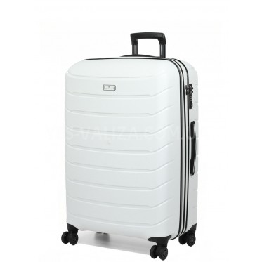 Чемодан большой L полипропилен белый 77х52х31+5/128л/5кг/Snowbal 61303