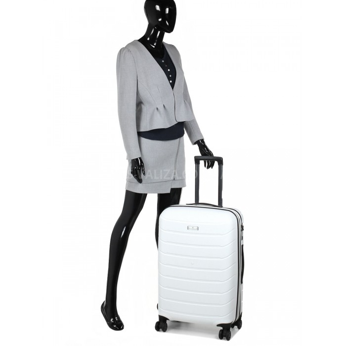 Валіза середня M поліпропілен біла 67х45х26+5/83л/4кг/Snowball 61303, фото 10