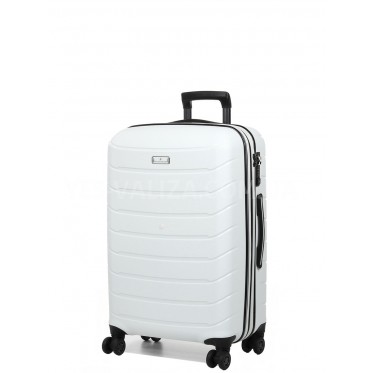 Валіза середня M поліпропілен біла 67х45х26+5/83л/4кг/Snowball 61303