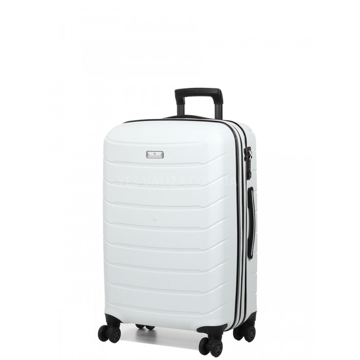 Чемодан средний M полипропилен белый 67х45х26+5/83л/4кг/Snowball 61303, фото 1