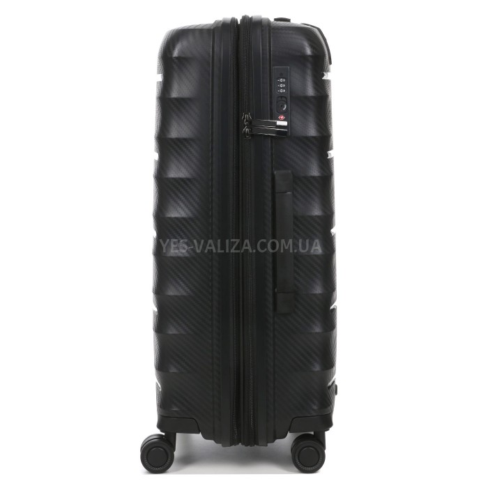 Чемодан средний M полипропилен чёрный 66х46х28+5/89л/3.8кг/Airtex 242, фото 8