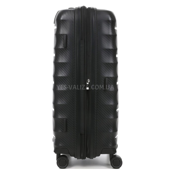 Валіза середня M поліпропілен чорна 66х46х28+5см/89л/3.8кг/Airtex 242, фото 7