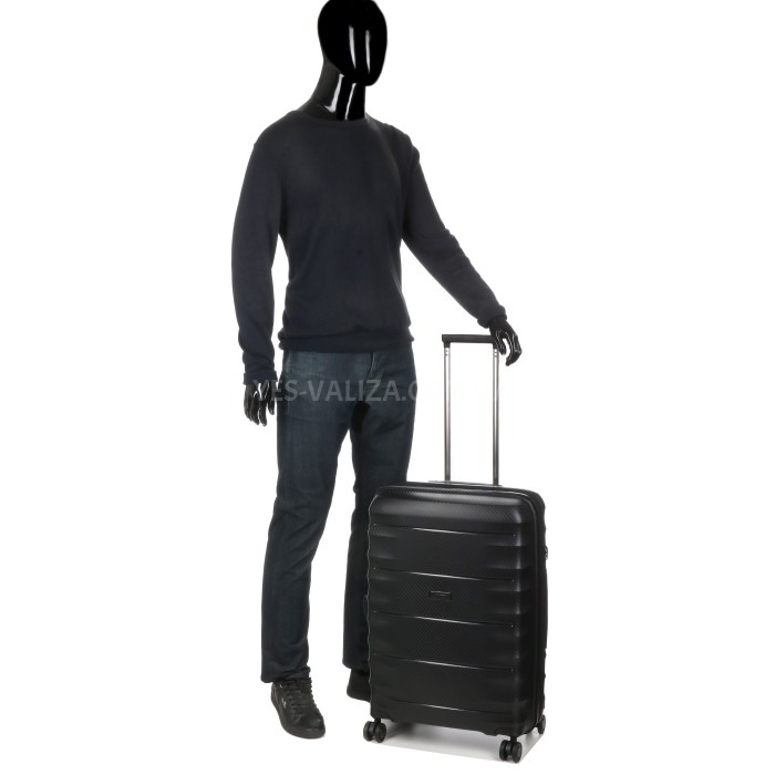 Валіза середня M поліпропілен чорна 66х46х28+5см/89л/3.8кг/Airtex 242, фото 12