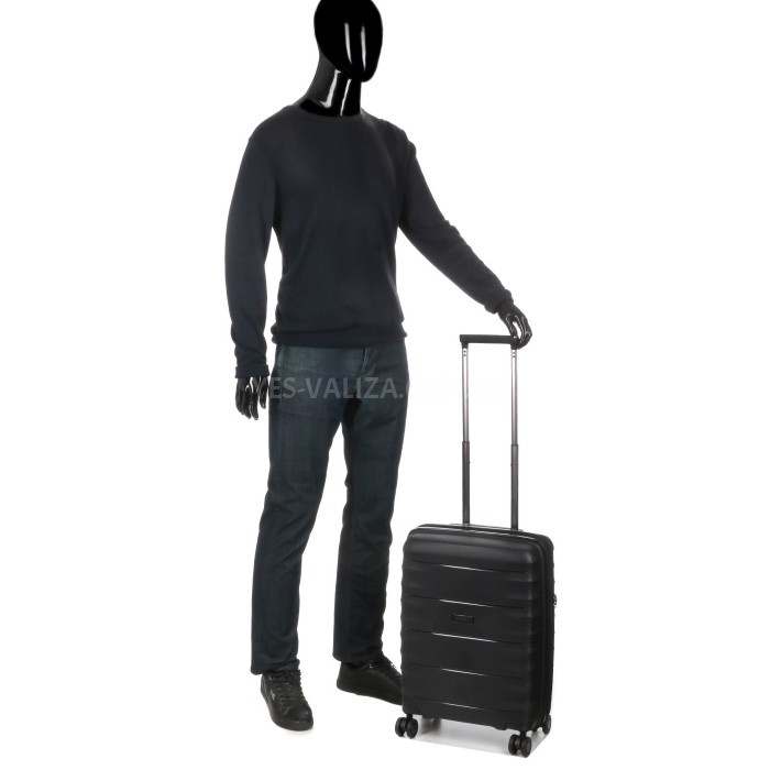 Чемодан малый S полипропилен чёрный 55х40х23+5см/52л/3.05кг/Airtex 242, фото 2