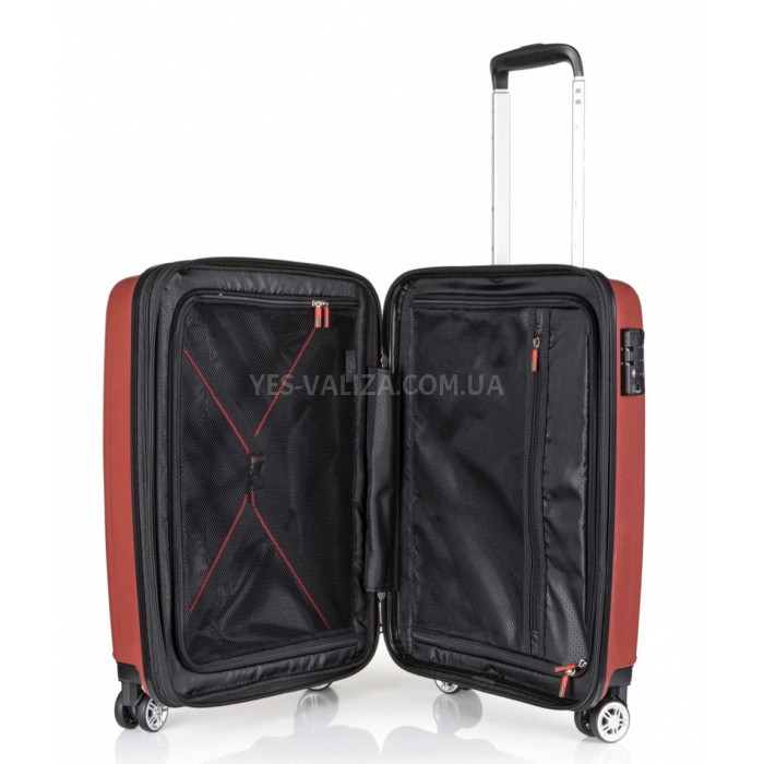 Чемодан малый S полипропилен красный 55х40х25+5см/52л/3.2кг/Airtex 241, фото 4