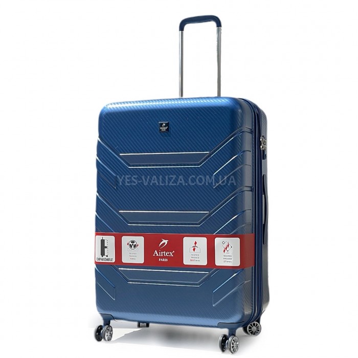 Валіза велика L полікарбонат синя 74х51х31+5см/117л/4.6кг/Airtex 7313, фото 1