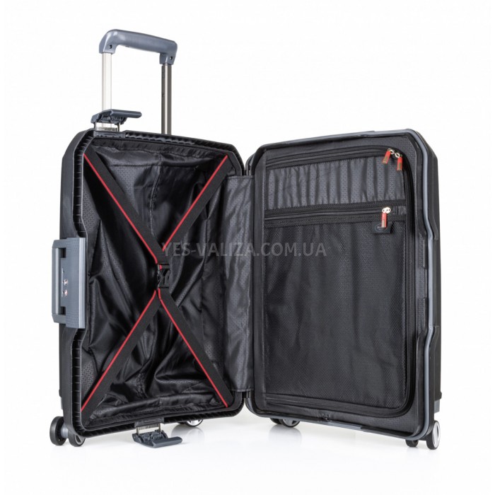 Валіза ручна поклажа S поліпропілен чорна 55х40х20/38л/3.1кг/Airtex226, фото 4