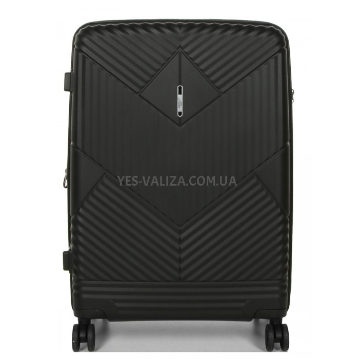 Валіза середня M поліпропілен чорна 67х46х26+5см/77л/4кг/Airtex 639, фото 2