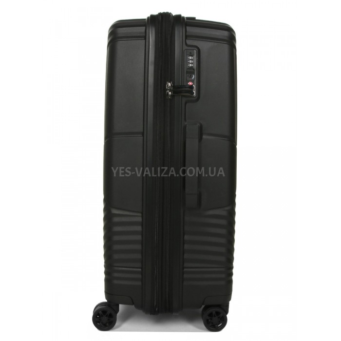 Валіза середня M поліпропілен чорна 67х46х26+5см/77л/4кг/Airtex 639, фото 4