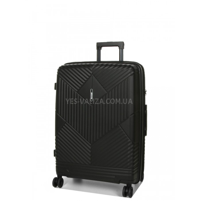Валіза середня M поліпропілен чорна 67х46х26+5см/77л/4кг/Airtex 639, фото 1