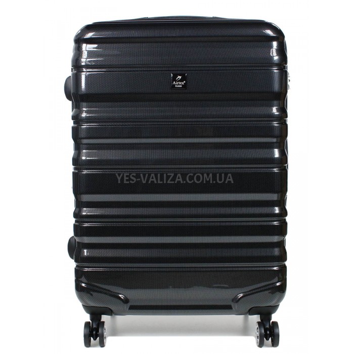 Валіза Airtex середня M полікарбонат чорна 66х43х25(+5)см/76л/3.5кг, фото 2