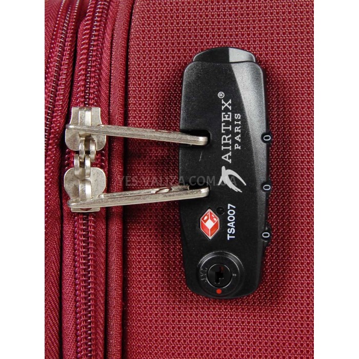 Чемодан ручная кладь S ткань красный 55х36х20+5см/33л/2.5кг/Airtex 825, фото 8