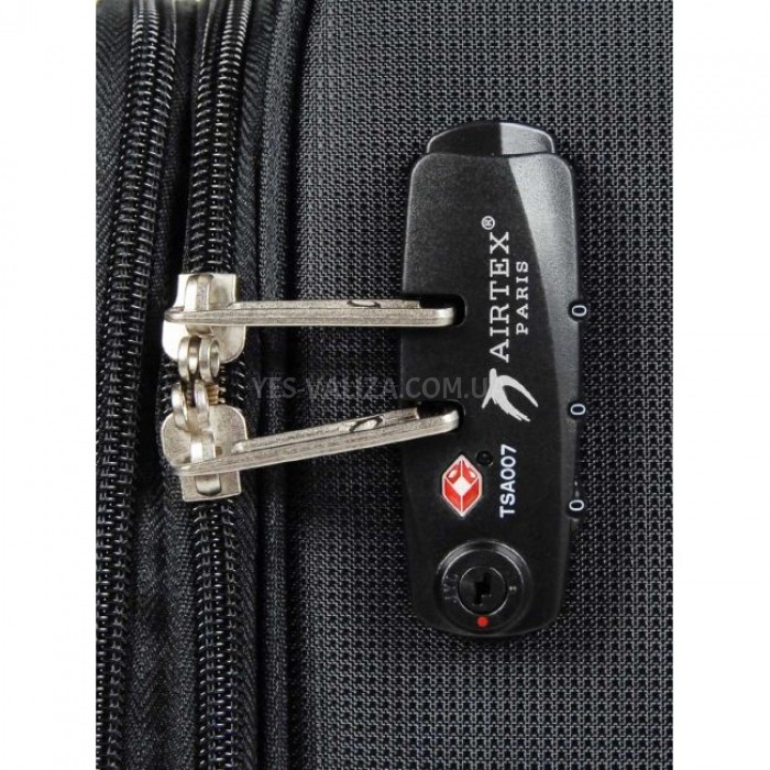 Чемодан ручная кладь S ткань чёрный 55х36х20+5см/33л/2.5кг/Airtex 825, фото 8