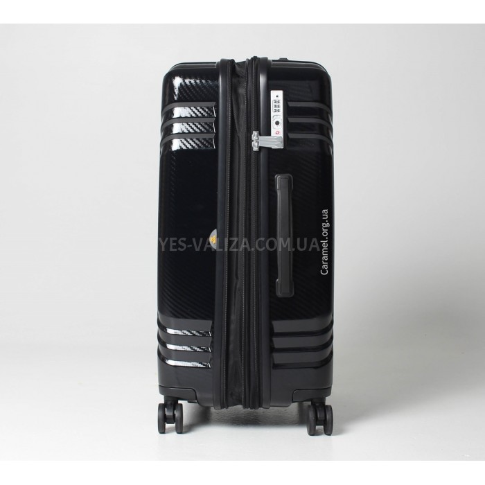 Чемодан малый S поликарбонат чёрный 55х40х22+5см/50л/2.8кг/Airtex 641, фото 4