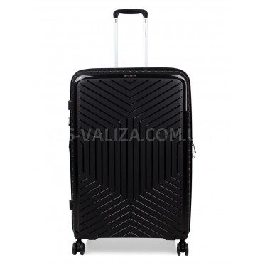 Чемодан большой L полипропилен чёрный 77х53х32+5см/133л/4.4кг/Snowball