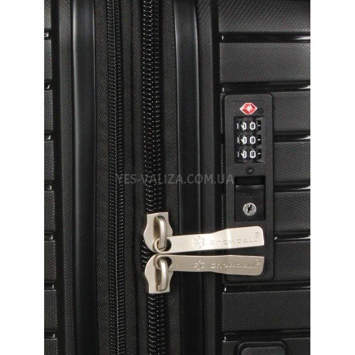 Валіза середня M поліпропілен чорна 67х47х26(+5)см/83л/3.7кг/Snowball, фото 8