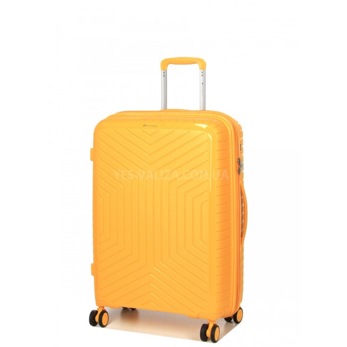 Чемодан средний M полипропилен жёлтый 67х47х26+5см/83л/3.7кг/Snowball, фото 2