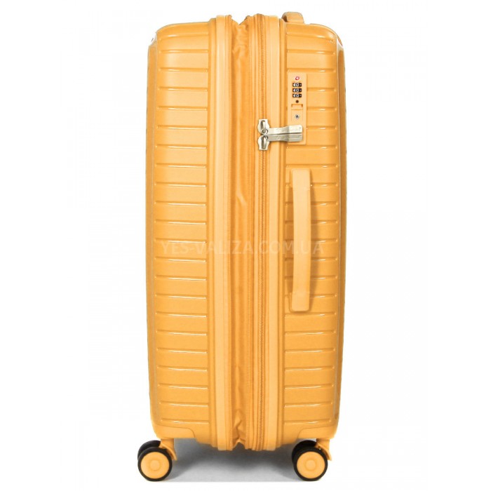 Чемодан средний M полипропилен жёлтый 67х47х26+5см/83л/3.7кг/Snowball, фото 4