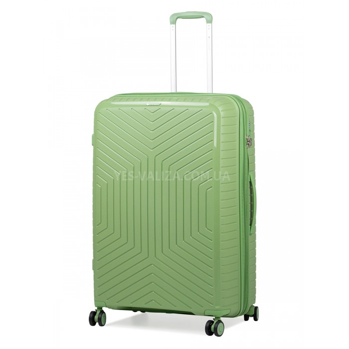 Чемодан большой L полипропилен зелёный 77х53х32+5см/133л/4.4кг/Snowbal, фото 2