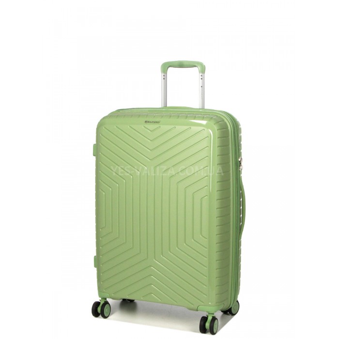 Чемодан средний M полипропилен зелёный 67х47х26+5см/83л/3.7кг/Snowball, фото 2
