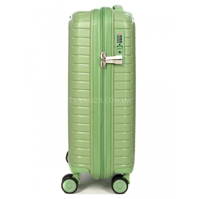 Чемодан ручная кладь S полипропилен зелёный 55х36х20/35л/2.5кг/Snowbal, фото 4