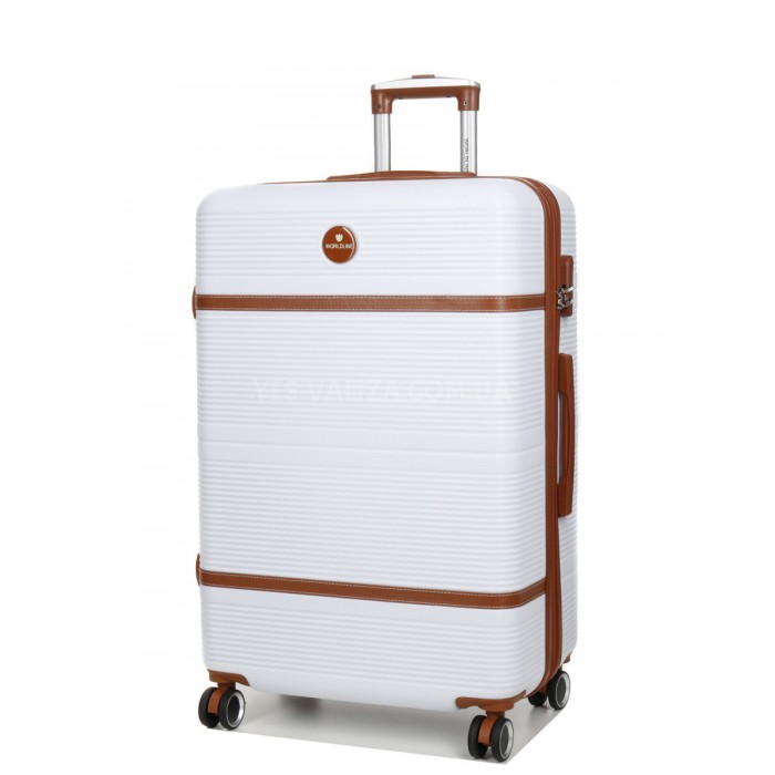 Чемодан большой L белый 76х49х28(+5)см/110л/4.3кг/Worldline 629, фото 2