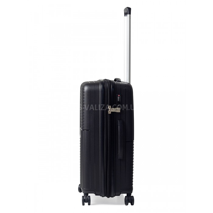 Чемодан средний M полипропилен чёрный 66х46х27+5см/84л/3.7кг/Snowball, фото 4