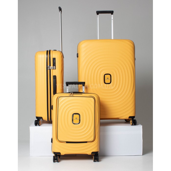 Чемодан ручная кладь S полипропилен жёлтый 55х38х20/35л/2.8кг/Snowball, фото 9