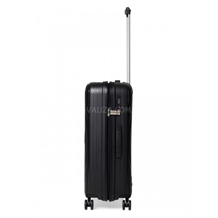 Валіза середня M поліпропілен чорна 66х45х27см/72л/3кг/Snowball 35203, фото 4